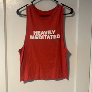Heavily Meditated red cut off yoga tank